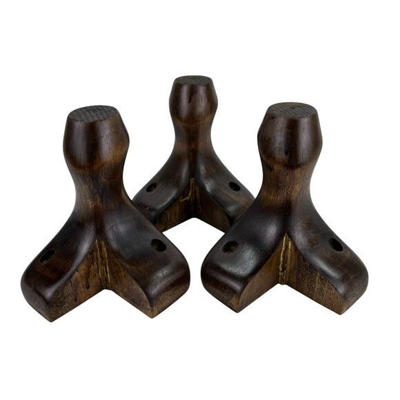 Vintage 3 Mid Century Modern Wooden Furniture Legs Tapered Corner Style 5" x 5" - Picture 4 of 7